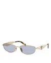 Prada Rectangular Gold-tone Metal Frame Sunglasses With Tortoiseshell Temples In Gold