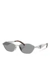 Prada Tortoiseshell Angular Metal Frame Detail Sunglasses In Metallic