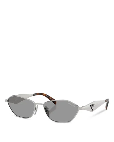 Prada Tortoiseshell Angular Metal Frame Detail Sunglasses In Metallic
