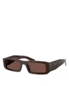 Prada Pr Rectangular Sunglasses, 54mm In Brown