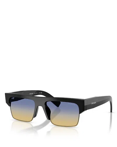 Prada Pr Rectangular Sunglasses, 55mm In Black