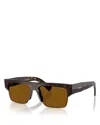 Prada Pr Rectangular Sunglasses, 55mm In Brown