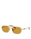 Prada Pr Rectangular Sunglasses, 55mm In Gold