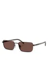 Prada Pr Rectangular Sunglasses, 55mm In Brown