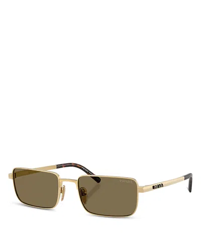Prada Pr Rectangular Sunglasses, 55mm In Gold