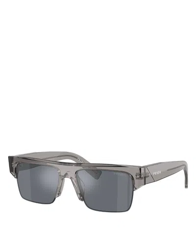 Prada Pr Rectangular Sunglasses, 55mm In Gray