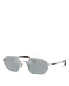 Prada Pr Rectangular Sunglasses, 55mm In Metallic