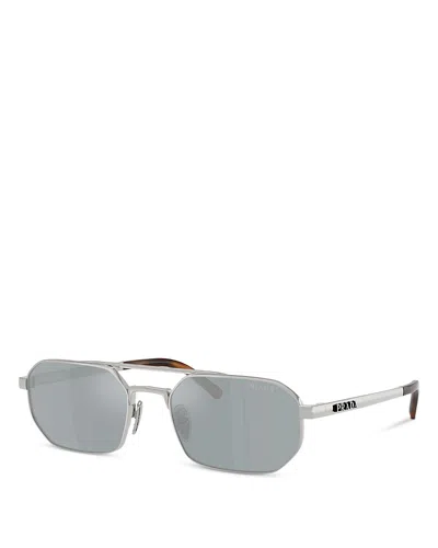Prada Pr Rectangular Sunglasses, 55mm In Metallic