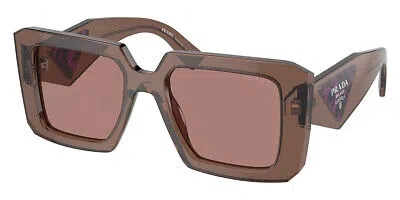 Pre-owned Prada Pr Sunglasses Brown Transparent / Light Brown 51mm 100% Authentic