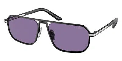 Pre-owned Prada Pr Sunglasses Matte Black / Violet Mirrored Internal Silver
