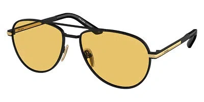 Pre-owned Prada Pr Sunglasses Men Matte Black / Yellow 60mm 100% Authentic