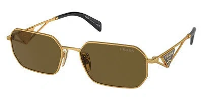 Pre-owned Prada Pr Sunglasses Women Matte Gold / Dark Brown 58mm 100% Authentic