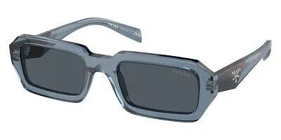 Pre-owned Prada Pr Sunglasses Women Transparent Blue / Dark Gray 52mm 100% Authentic