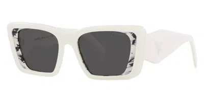 Pre-owned Prada Pr08ys 02v5s0 51 Sunglasses Women White Butterfly 51mm In Gray