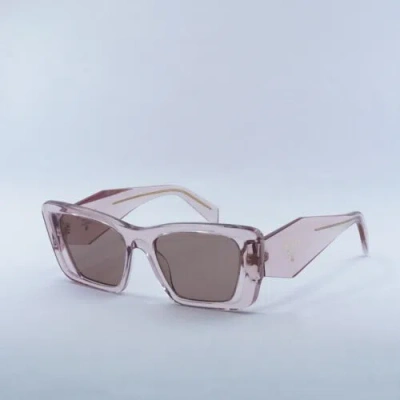 Pre-owned Prada Pr08ys 19q10d Transparent Peach/light Brown 51-18-145 Sunglasses