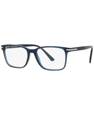 Prada Pr14wv Men's Rectangle Eyeglasses In Blue Crystal