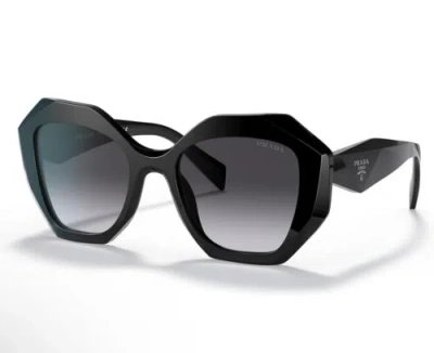 Pre-owned Prada Pr16ws 1ab5d1 Black Plastic Geometric Sunglasses Grey Gradient Lens + Case In Gray