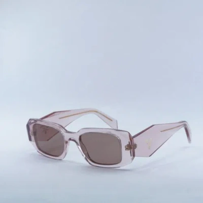Pre-owned Prada Pr17ws 19q10d Transparent Peach/light Brown 49-20-145 Sunglasses