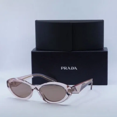 Pre-owned Prada Pr26zs 19q10d Transparent Peach/light Brown 55-16-145 Sunglasses