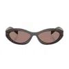 Prada Womens Brown Pr 26zs Oval-frame Acetate Sunglasses In Marrone