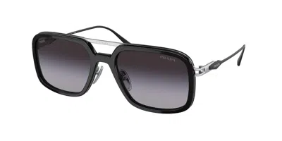 Pre-owned Prada Pr57zv 1ab09s 55 Sunglasses 1ab09s Black Frame In Grey Gradient