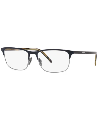 Prada Pr66yv Men's Pillow Eyeglasses In Matte Baltic,gunmetal