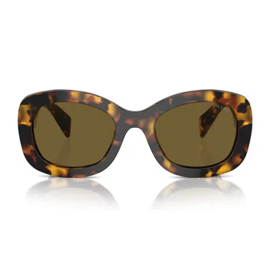 Prada Womens Yellow Pr A13s Butterfly-frame Acetate Sunglasses In Brown