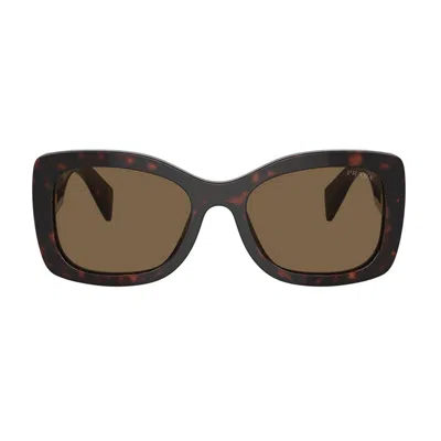 Prada Brown Square Sunglasses In 16n5y1 Havana