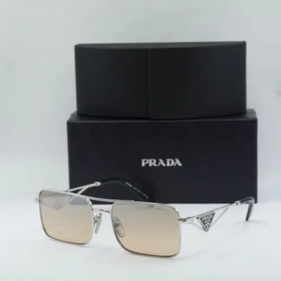 Pre-owned Prada Pra52s 1bc8j1 Silver/brown Mirrored Silver Gradient 56-17-140 Sungl...