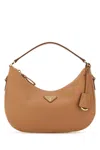 Prada Practical 26 Cm Mini Camel Leather Handbag With Adjustable Shoulder Strap In Camel