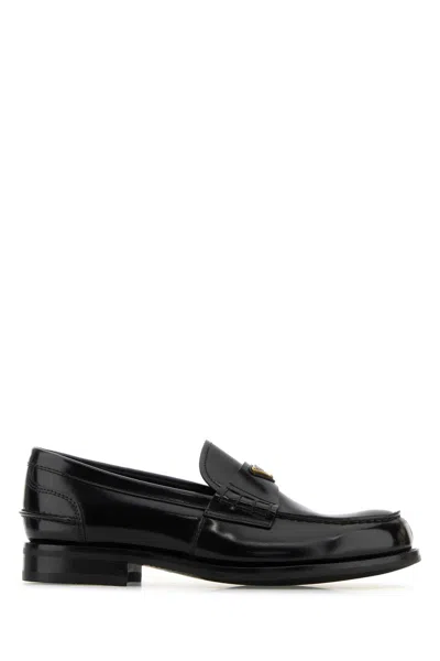 Prada Practical Leather Loafers For Men In Black