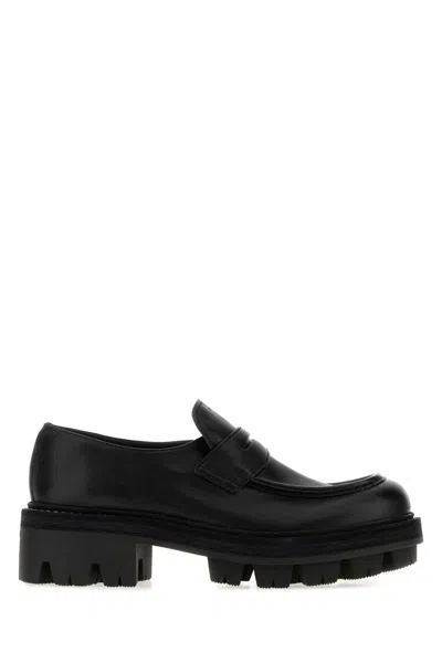 Prada Practical Leather Loafers For Women In Black