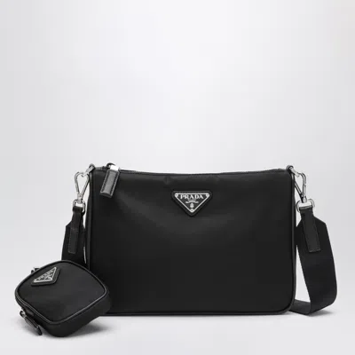 Prada Practical Mini Cross-body Bag In Re-nylon And Saffiano Leather In Black