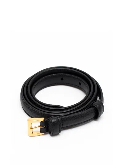 Prada 1cm Saffiano Leather Belt Black