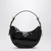 Prada Crescent Shape Black Bag With Gold-tone Hardware In Black