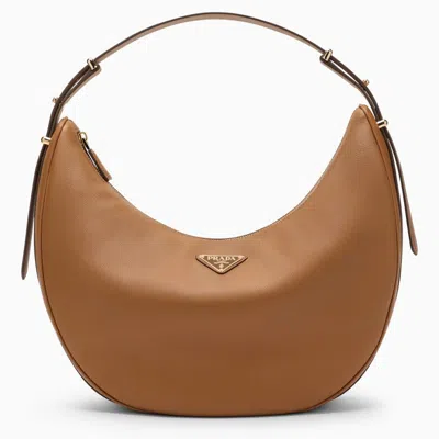 Prada Arque Caramel Large Leather Shoulder Bag Women In Orange