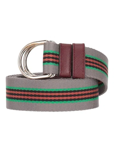 Prada Belt In Taupe/verde/ruggine