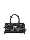 Prada Handheld Clutch With Buckle And Drawstring In Black