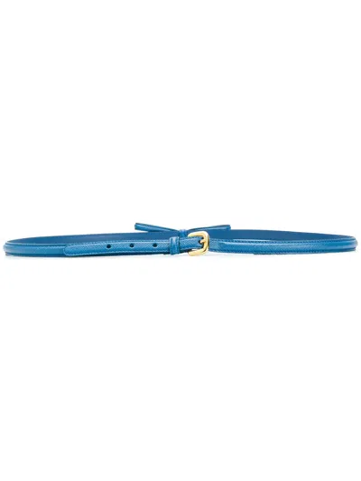 Prada Bow Detail Slim Buckle Belt In Azzurro