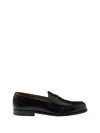 Prada Brushed Leather Loafers In Black