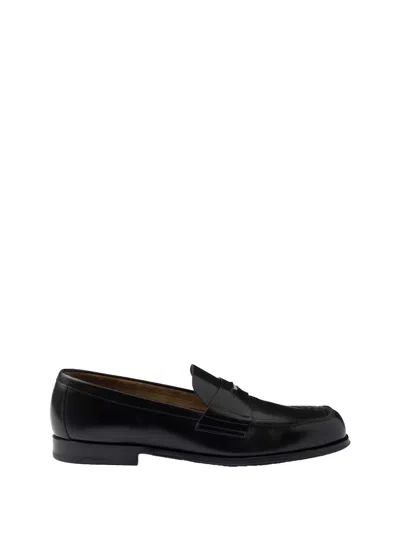 Prada Brushed Leather Loafers In Black