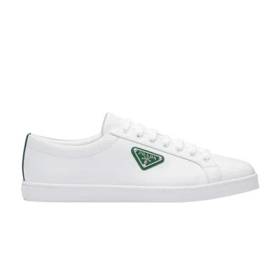 Pre-owned Prada Brushed Leather Sneaker 'white Green' | Men's Size 7.5