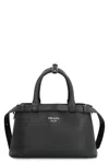 Prada Buckle Small Leather Bag With Double Belt In Black