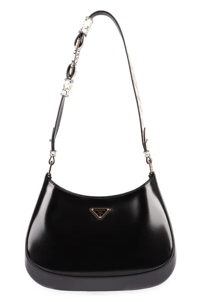Prada Cleo Leather Shoulder Bag In Black
