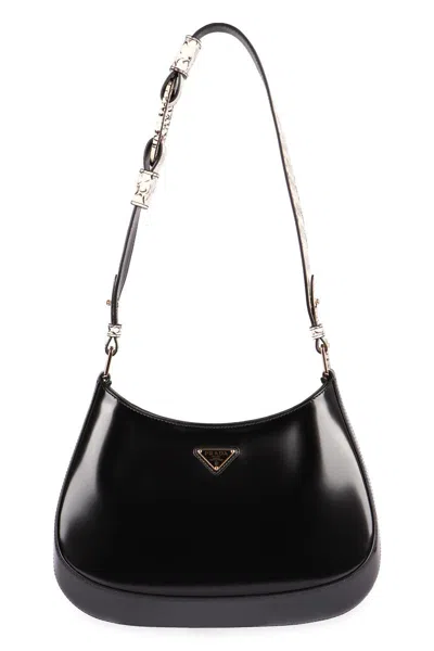 Prada Cleo Leather Shoulder Bag In Black