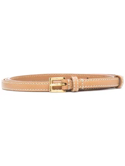 Prada Contrast Stitching Buckle Fastening Belt In Beige