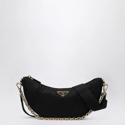 Prada Demi-lune Shoulder Bag In Re-nylon In Black