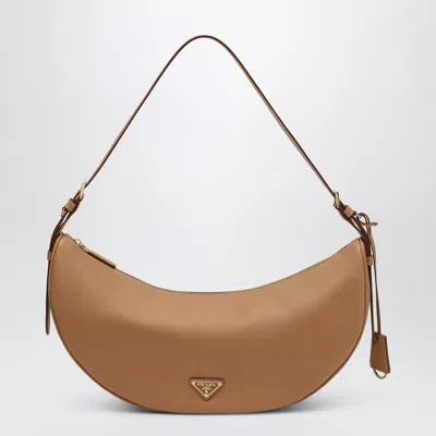 Prada Demi-lune Shoulder Bag Large Natural In Brown