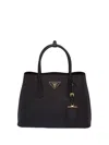 Prada Double Medium Leather Handbag In Black
