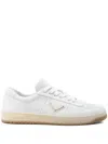 Prada Downtown Leather Sneakers In White
